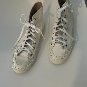 Chloe Leather High Top Scallop Sneaker